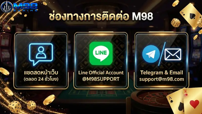 รายละเอียดช่องทางการ ติดต่อ M98 ที่เปิดให้บริการ